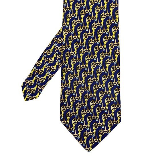 Maersk Broker Navy Blue Silk Horsebit Anchor Print Necktie Mens One Size